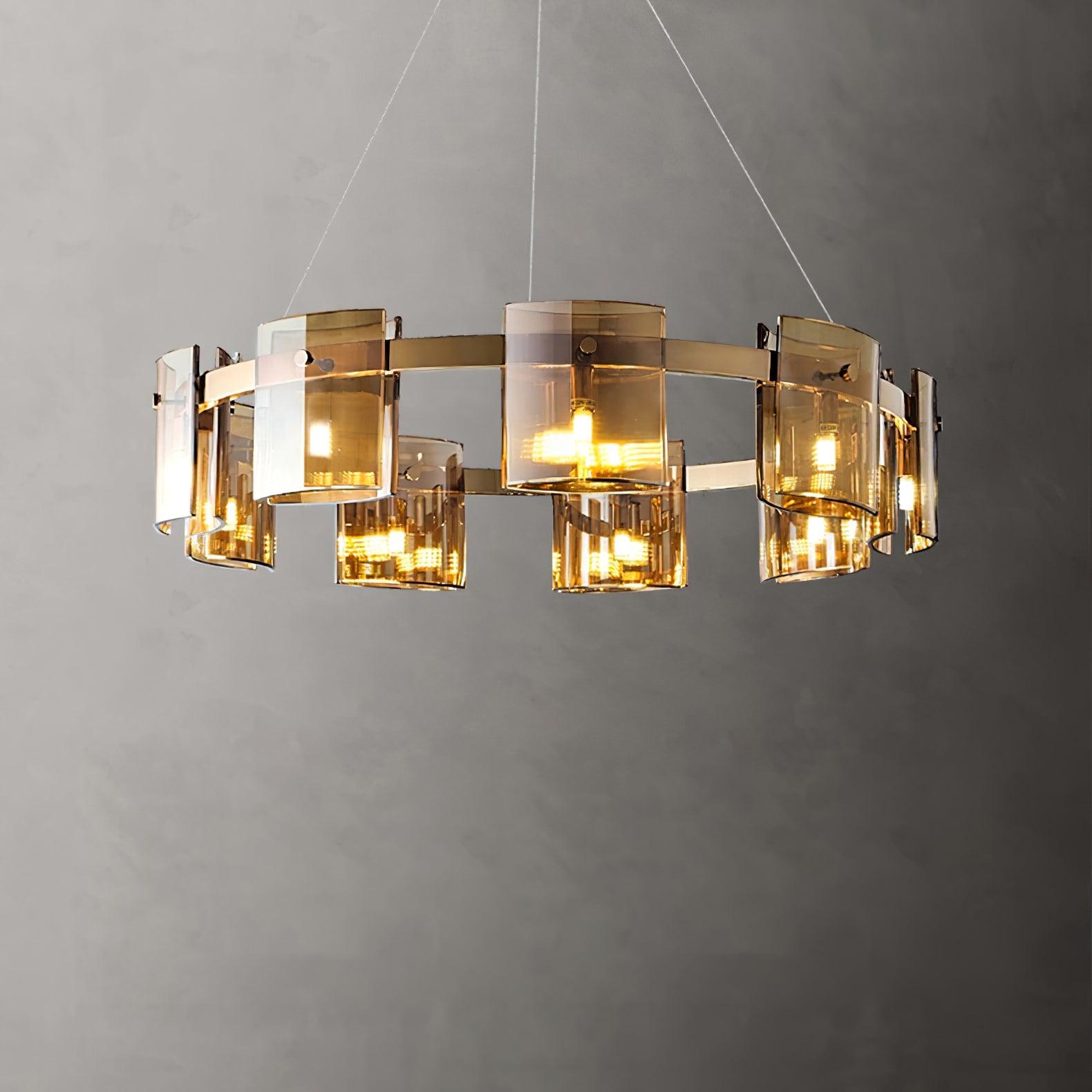 Lustra Chandelier Circular Glass Iron Arms - Letslighting