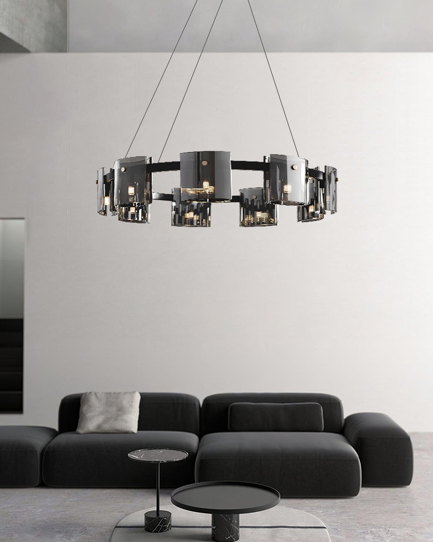 Lustra Chandelier Circular Glass Iron Arms - Letslighting
