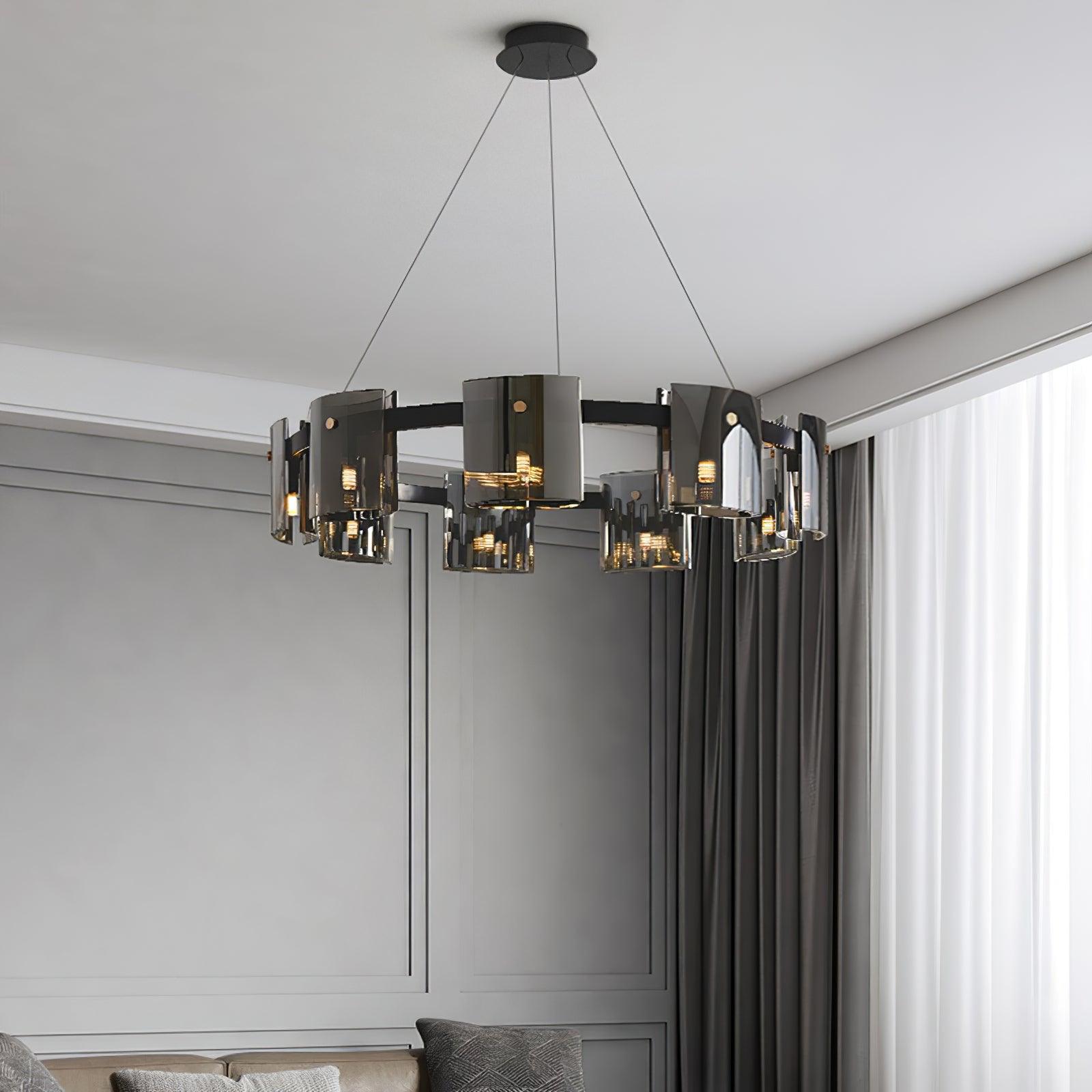 Lustra Chandelier Circular Glass Iron Arms - Letslighting