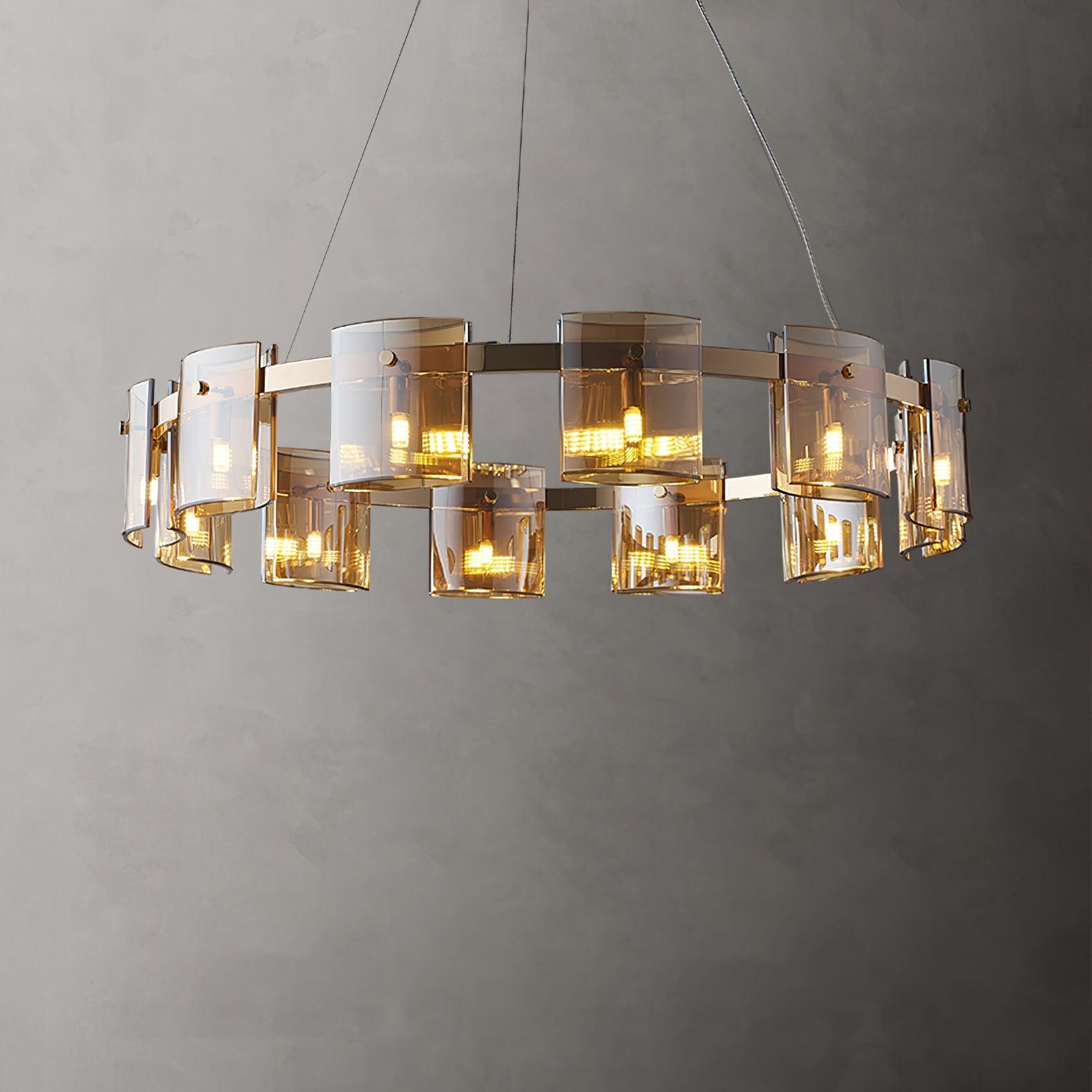 Lustra Chandelier Circular Glass Iron Arms - Letslighting