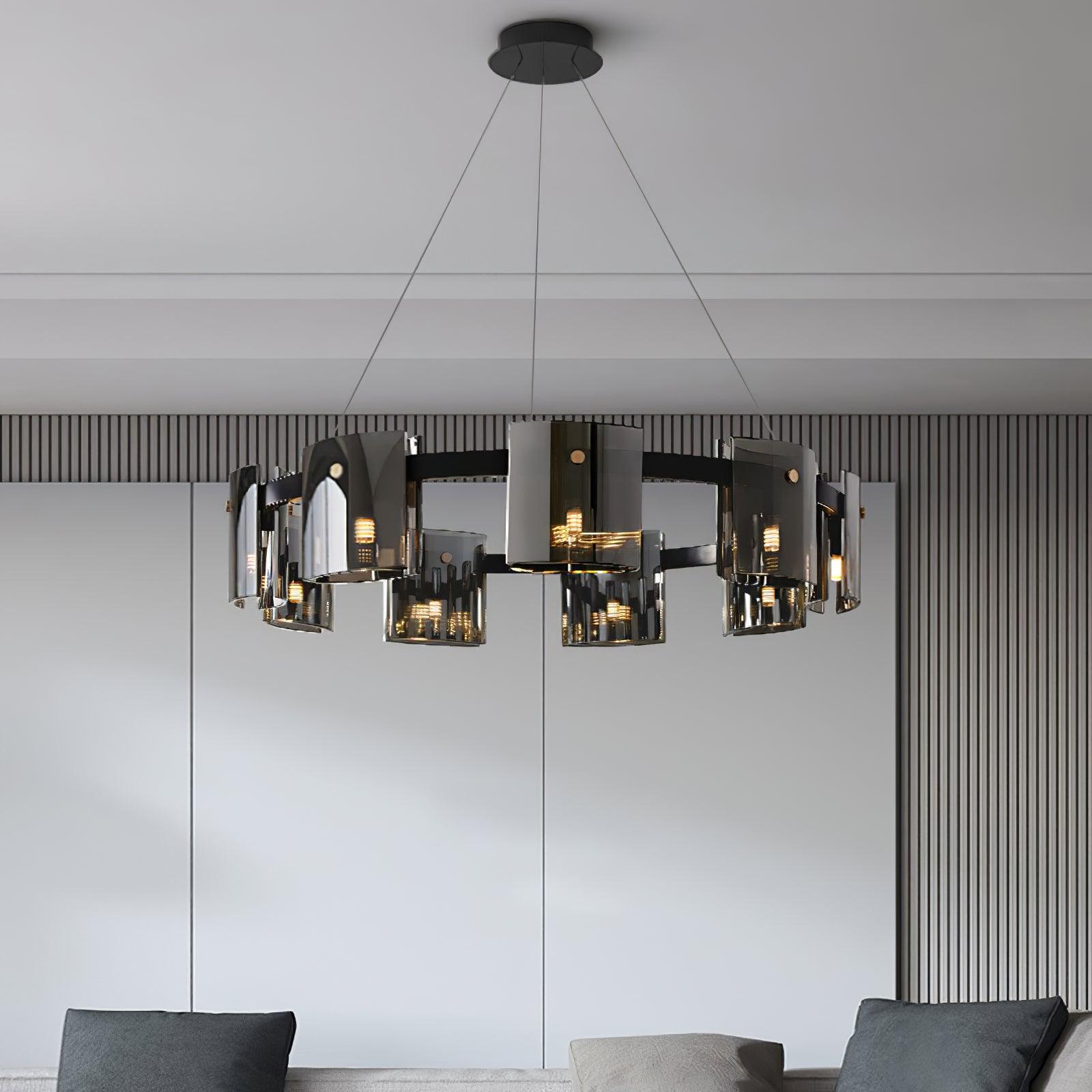 Lustra Chandelier Circular Glass Iron Arms - Letslighting