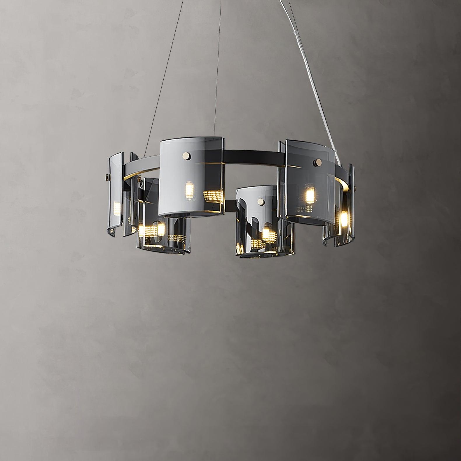 Lustra Chandelier Circular Glass Iron Arms - Letslighting
