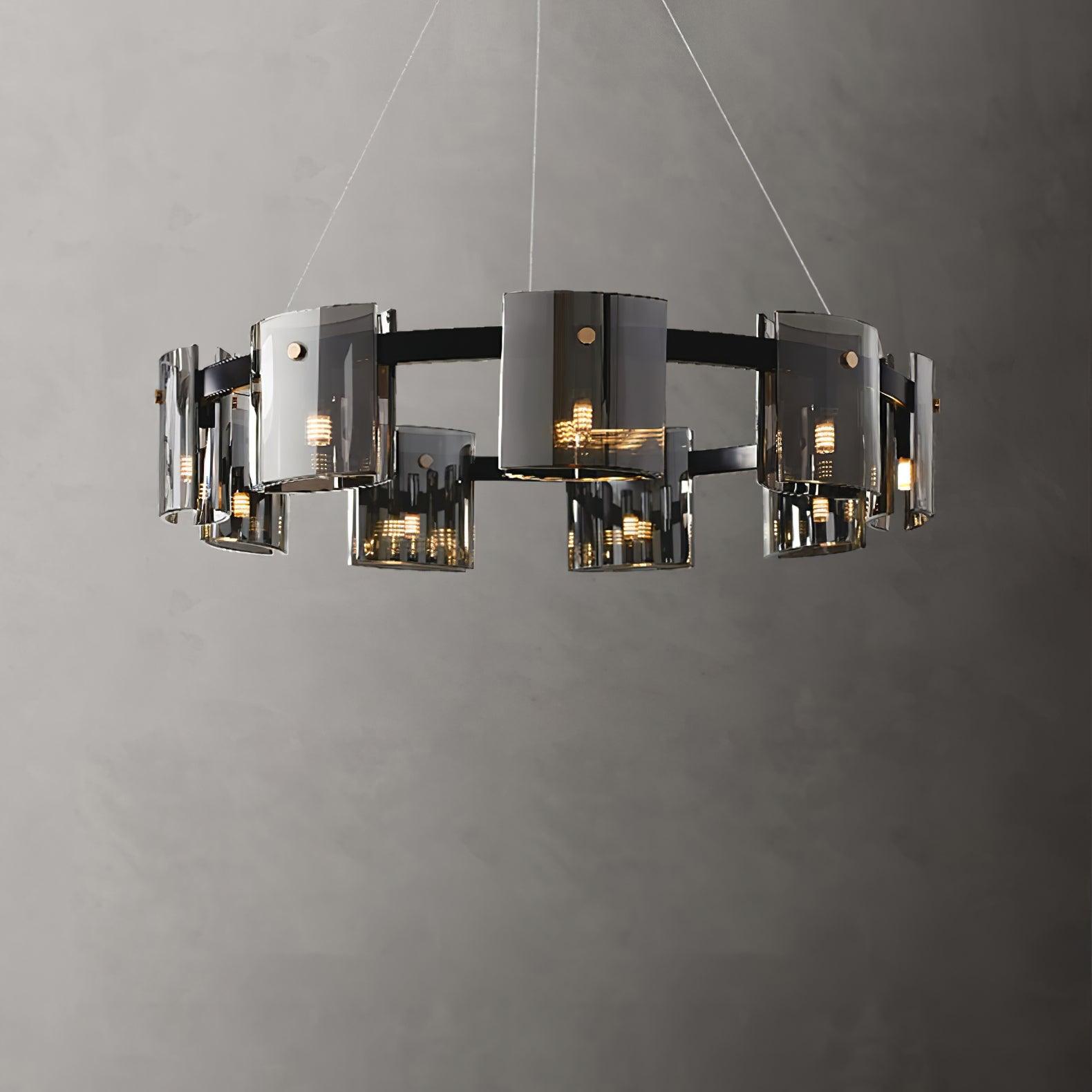 Lustra Chandelier Circular Glass Iron Arms - Letslighting
