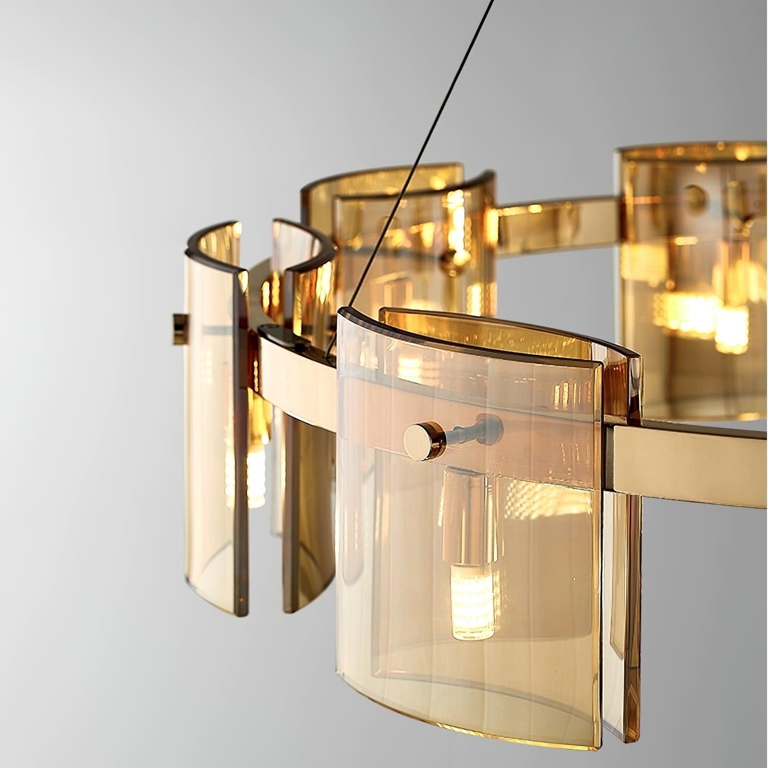 Lustra Chandelier Circular Glass Iron Arms - Letslighting