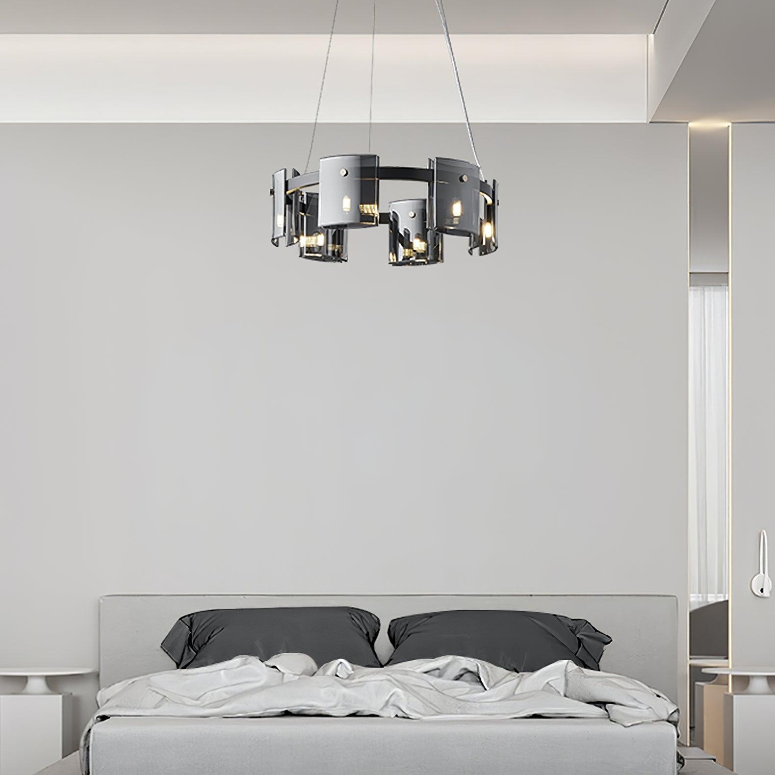 Lustra Chandelier Circular Glass Iron Arms - Letslighting