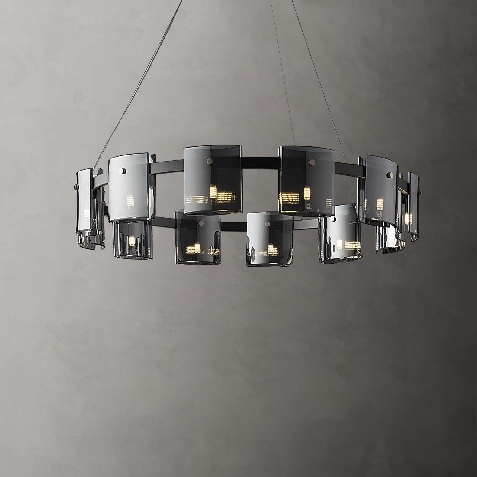 Lustra Chandelier Circular Glass Iron Arms - Letslighting