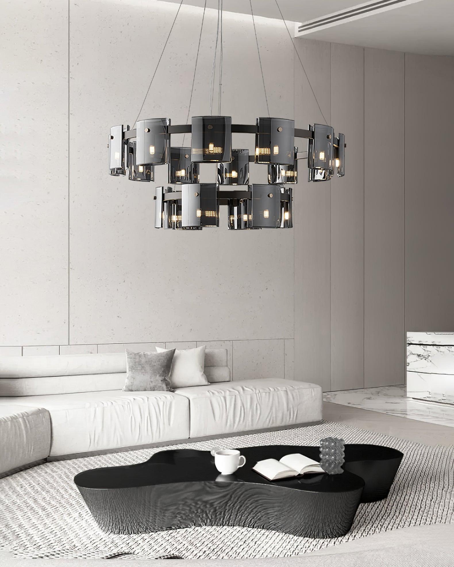 Lustra Chandelier Circular Glass Iron Arms - Letslighting