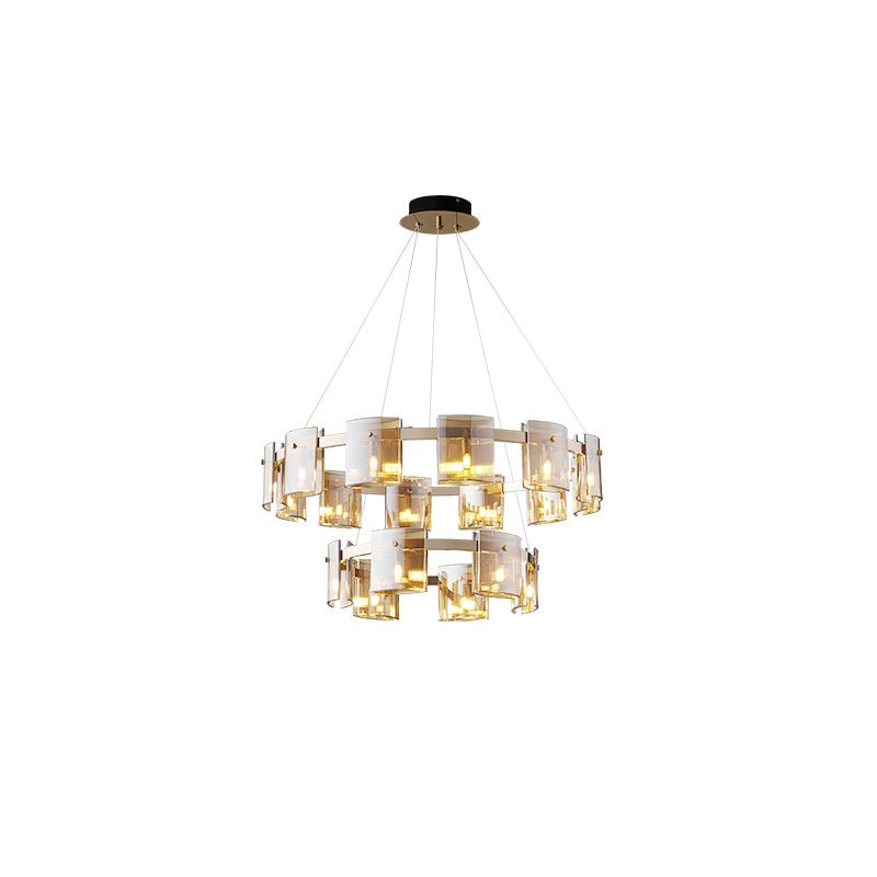 Lustra Chandelier Circular Glass Iron Arms - Letslighting