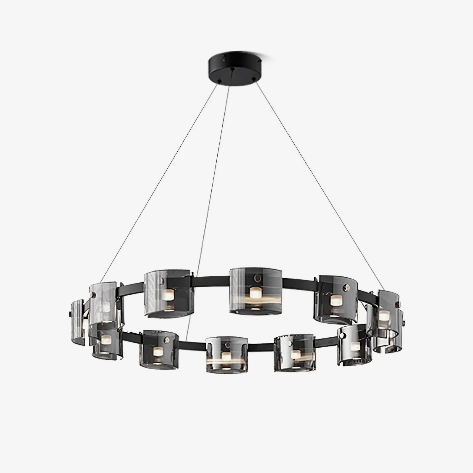 Lustra Chandelier Circular Glass Iron Arms - Letslighting