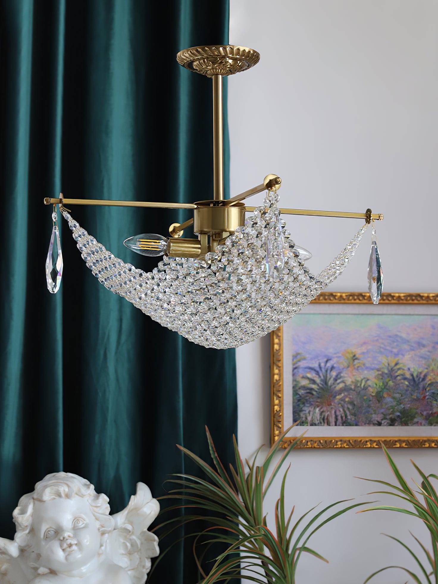 Lustra Chandelier with Crystal Strands and Crystal - Letslighting