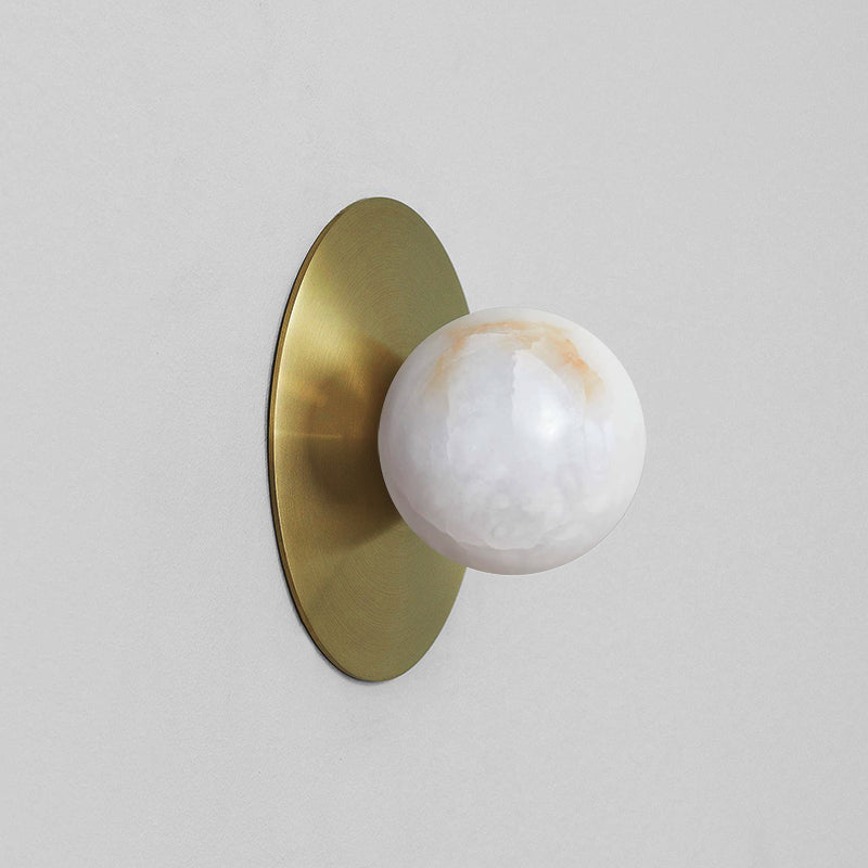 Glow Modern Minimalist Round Alabaster Sconce Wall Lamp - Letslighting