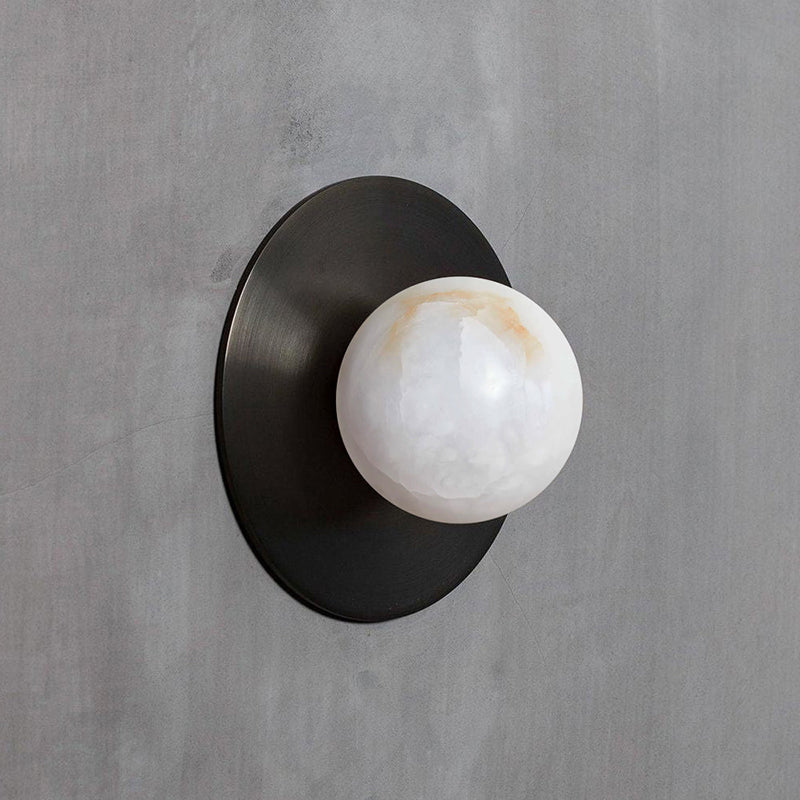 Glow Modern Minimalist Round Alabaster Sconce Wall Lamp - Letslighting