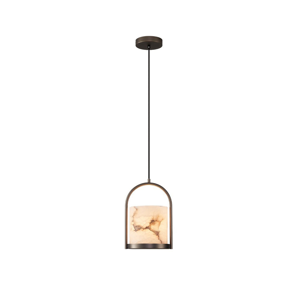 Jewel Modern Minimalist Brass Alabaster Pendant Light - Letslighting