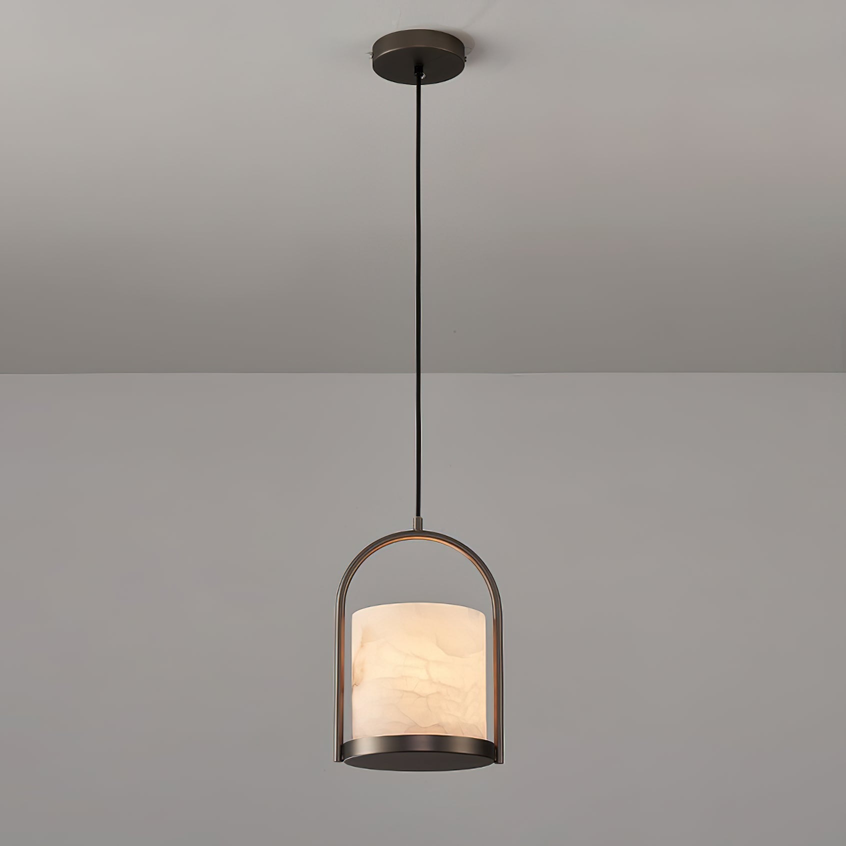 Jewel Modern Minimalist Brass Alabaster Pendant Light - Letslighting
