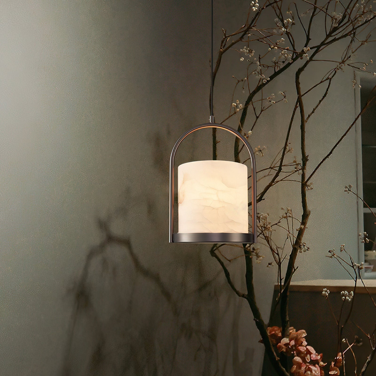 Jewel Modern Minimalist Brass Alabaster Pendant Light - Letslighting