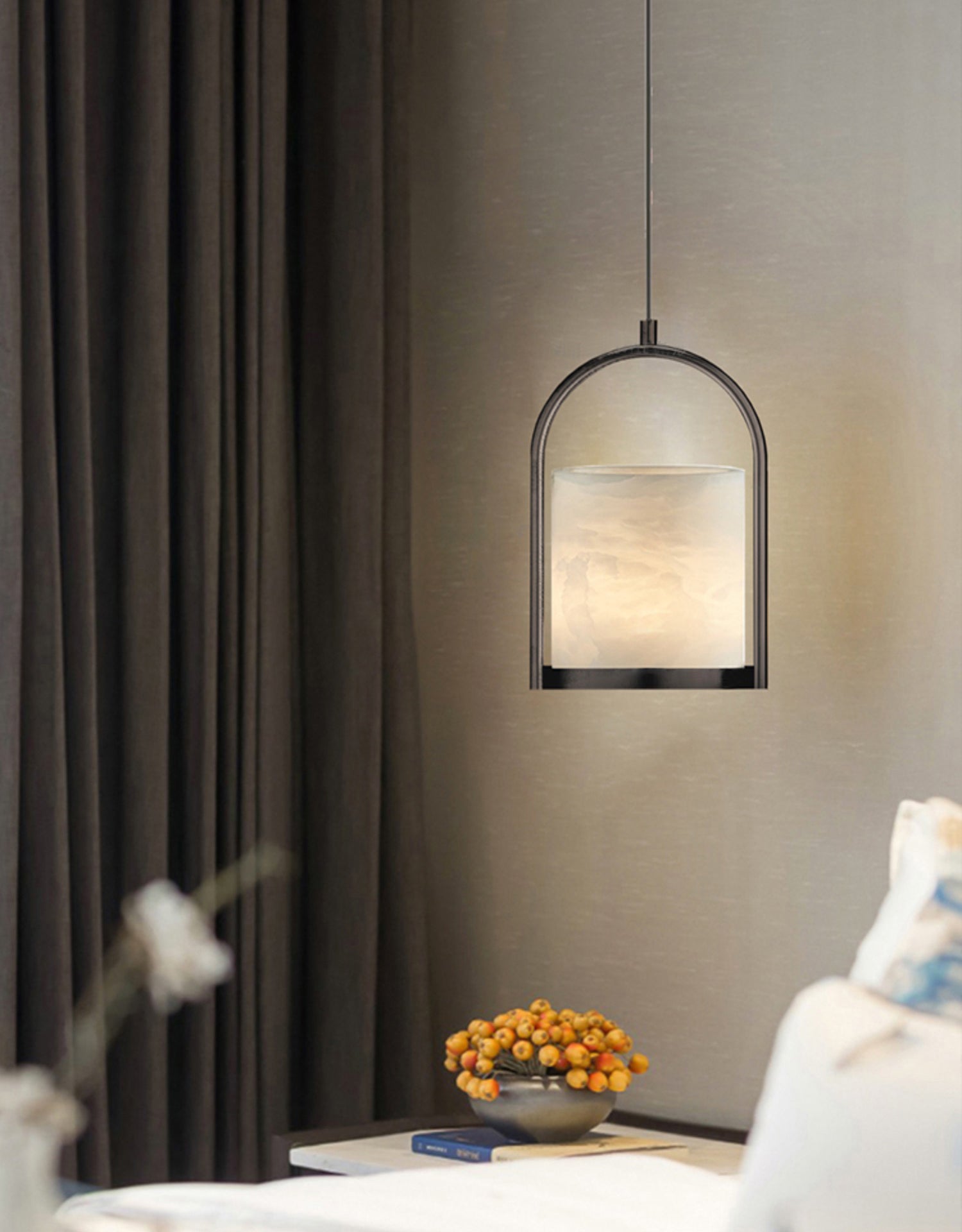 Jewel Modern Minimalist Brass Alabaster Pendant Light - Letslighting
