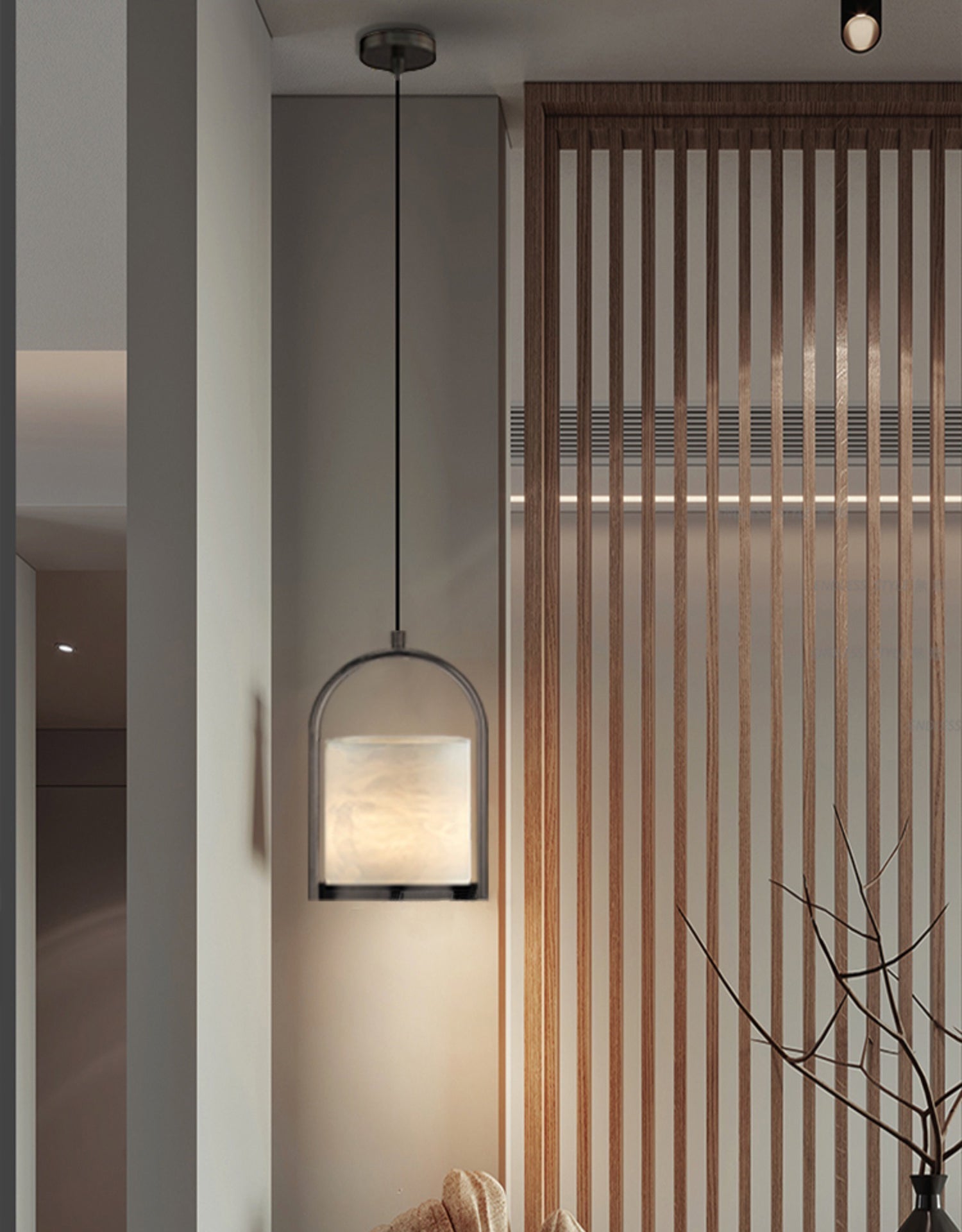 Jewel Modern Minimalist Brass Alabaster Pendant Light - Letslighting