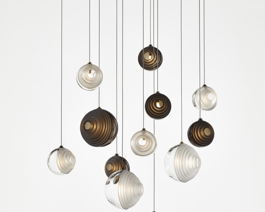 Cascade Modern Metal & Glass Chandelier