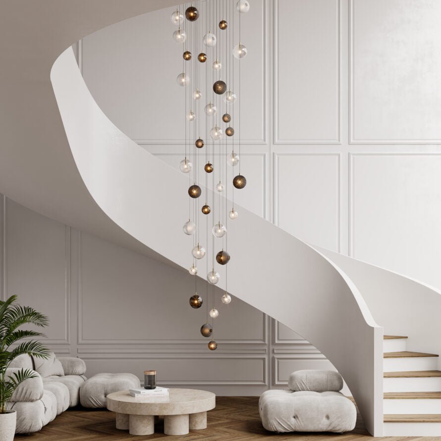 Cascade Modern Metal & Glass Chandelier