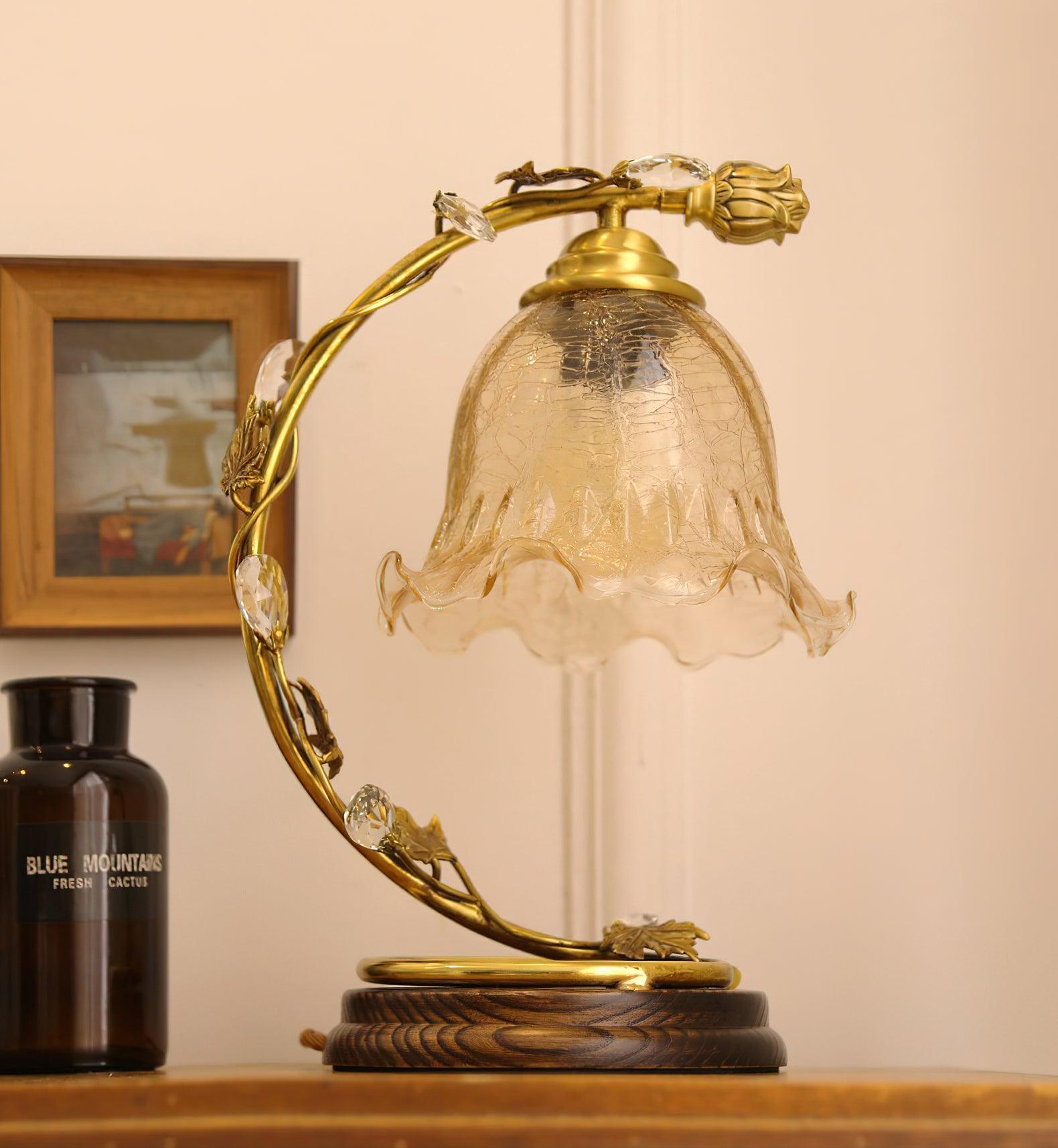 Flarce Brass Wood Table Lamp - Letslighting