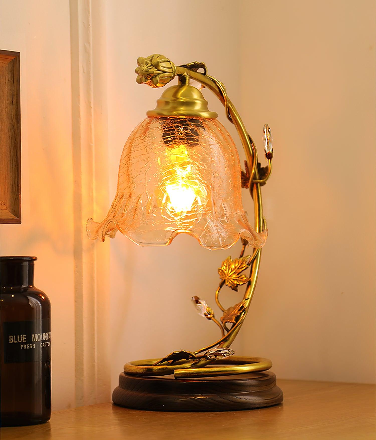 Flarce Brass Wood Table Lamp - Letslighting