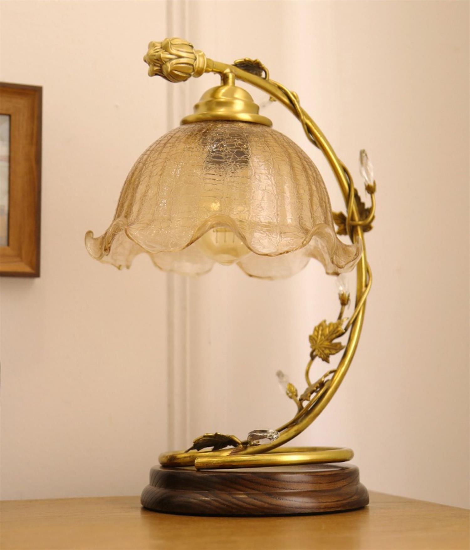 Flarce Brass Wood Table Lamp - Letslighting