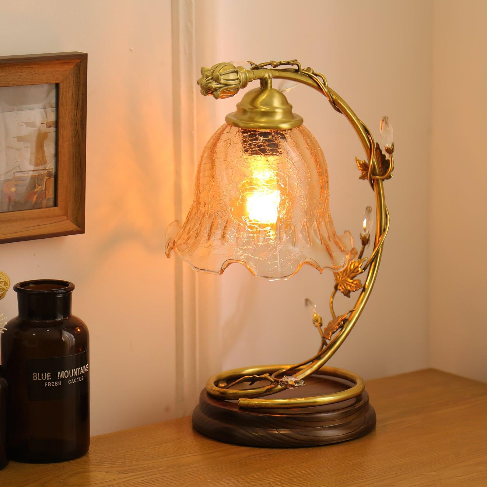 Flarce Brass Wood Table Lamp - Letslighting
