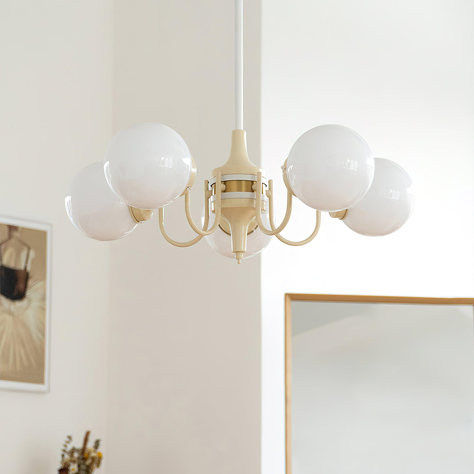 Lustra Chandelier Globe Cream Modern - Letslighting