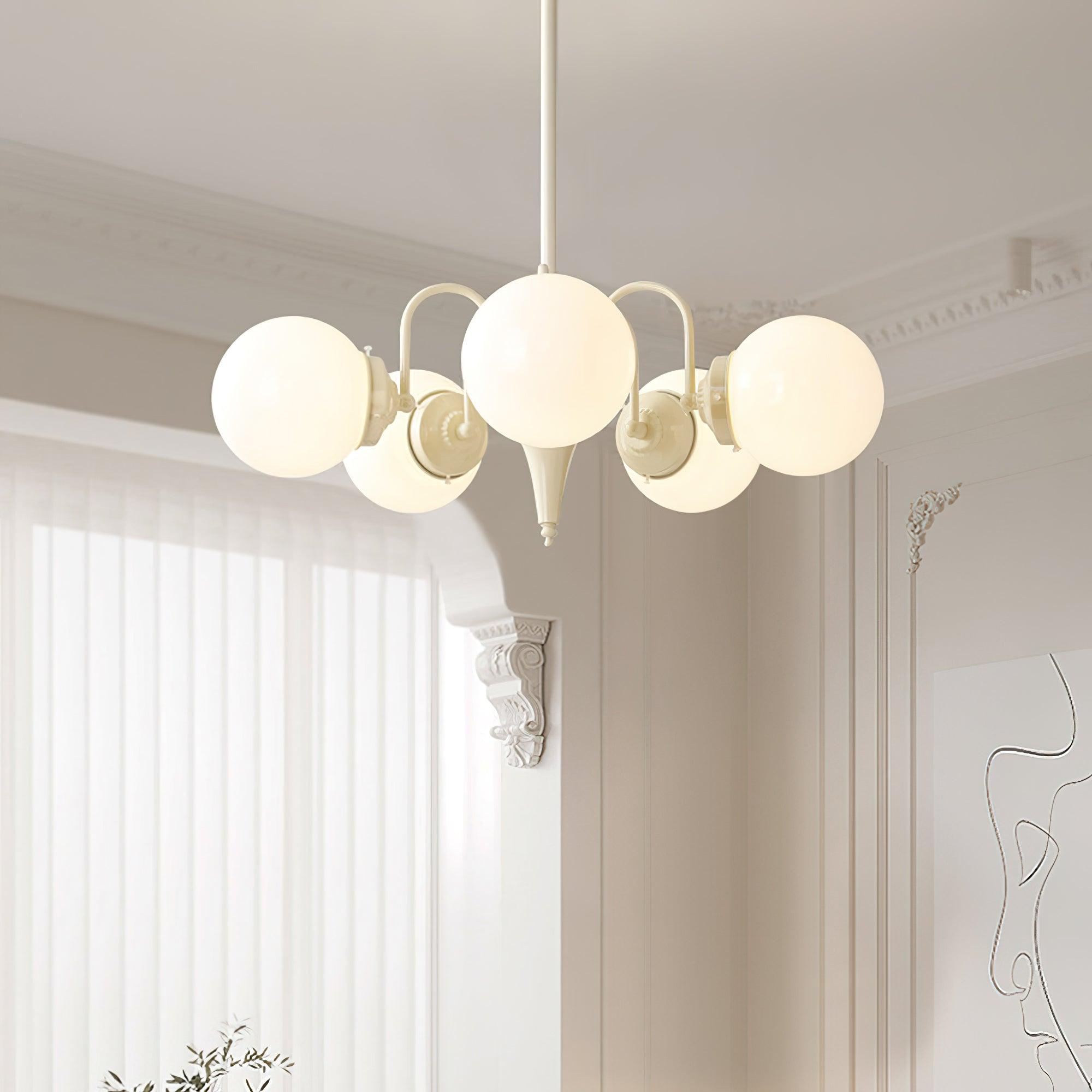 Lustra Chandelier Globe Cream Modern - Letslighting