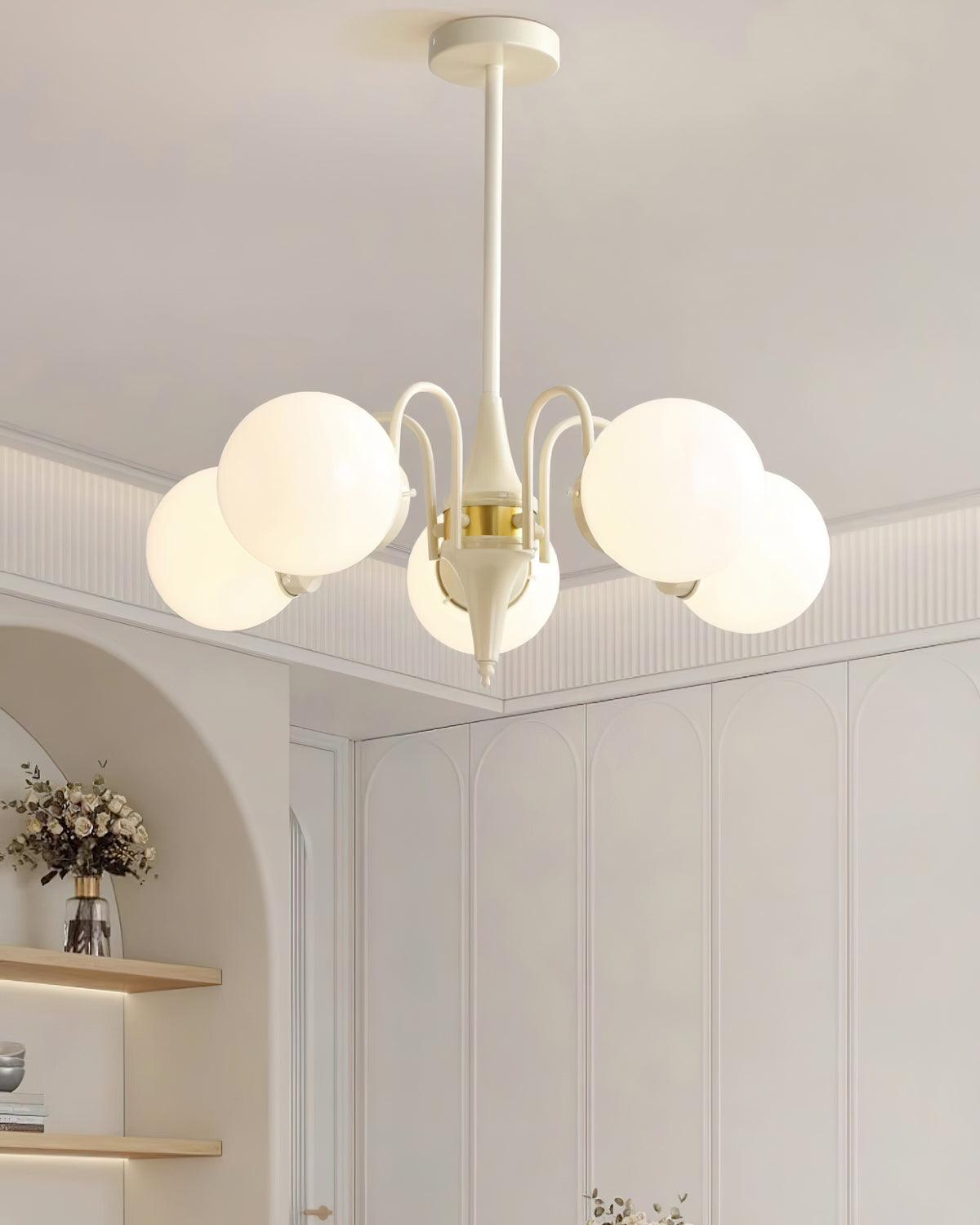 Lustra Chandelier Globe Cream Modern - Letslighting