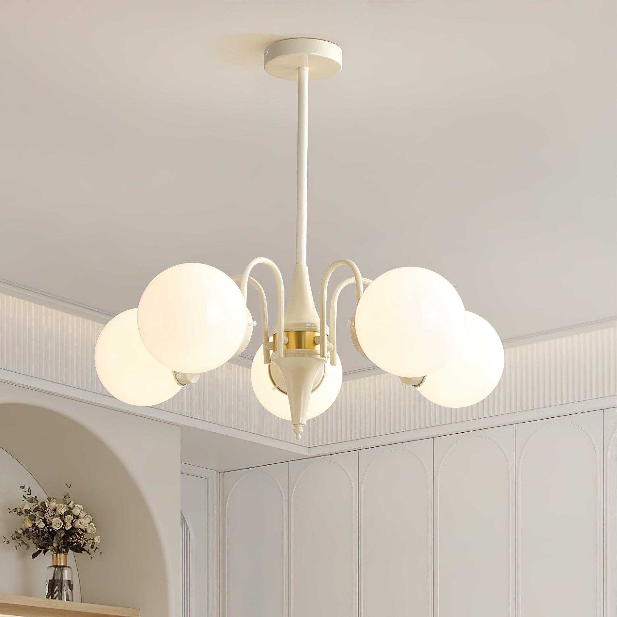 Lustra Chandelier Globe Cream Modern - Letslighting