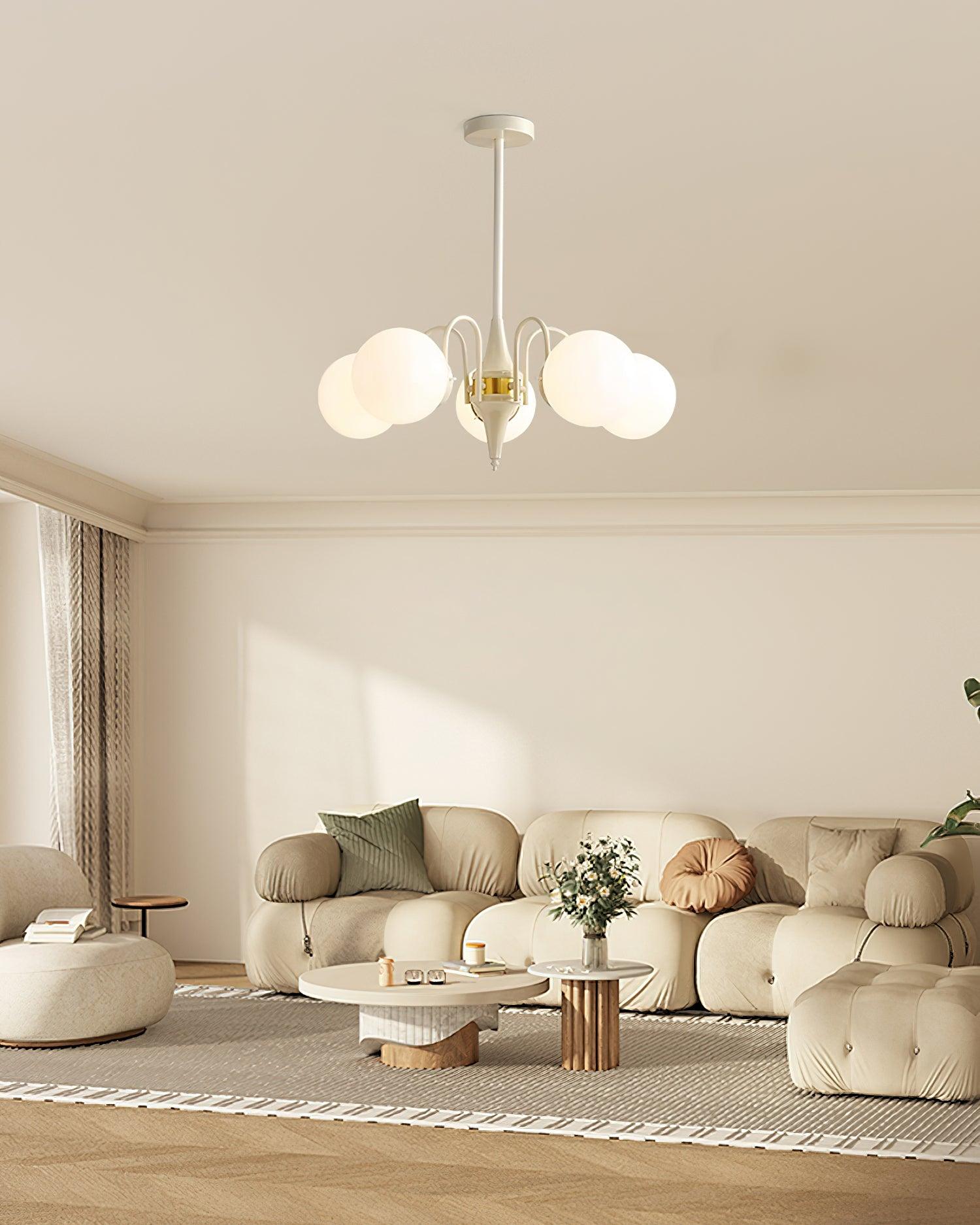 Lustra Chandelier Globe Cream Modern - Letslighting