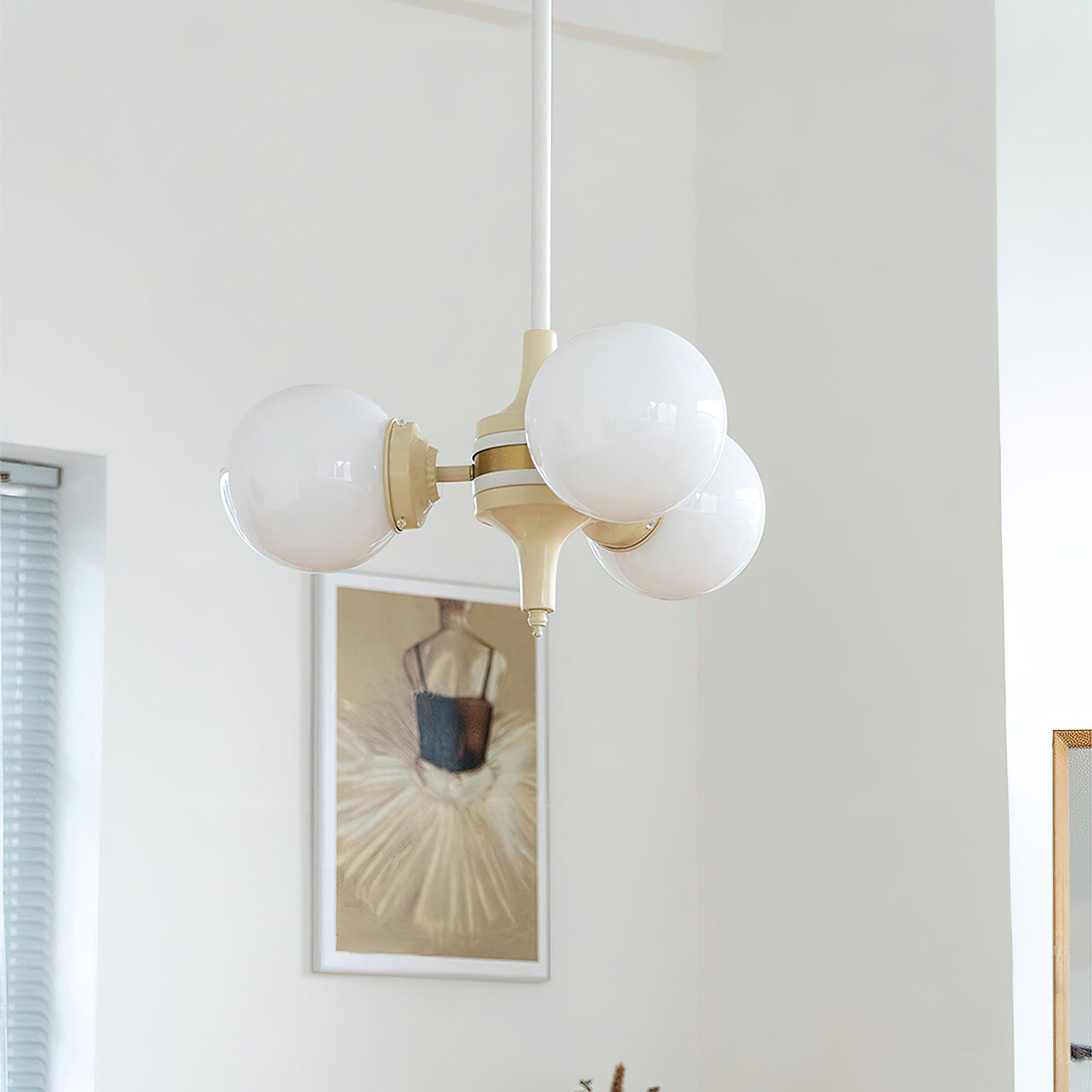 Lustra Chandelier Globe Cream Modern - Letslighting