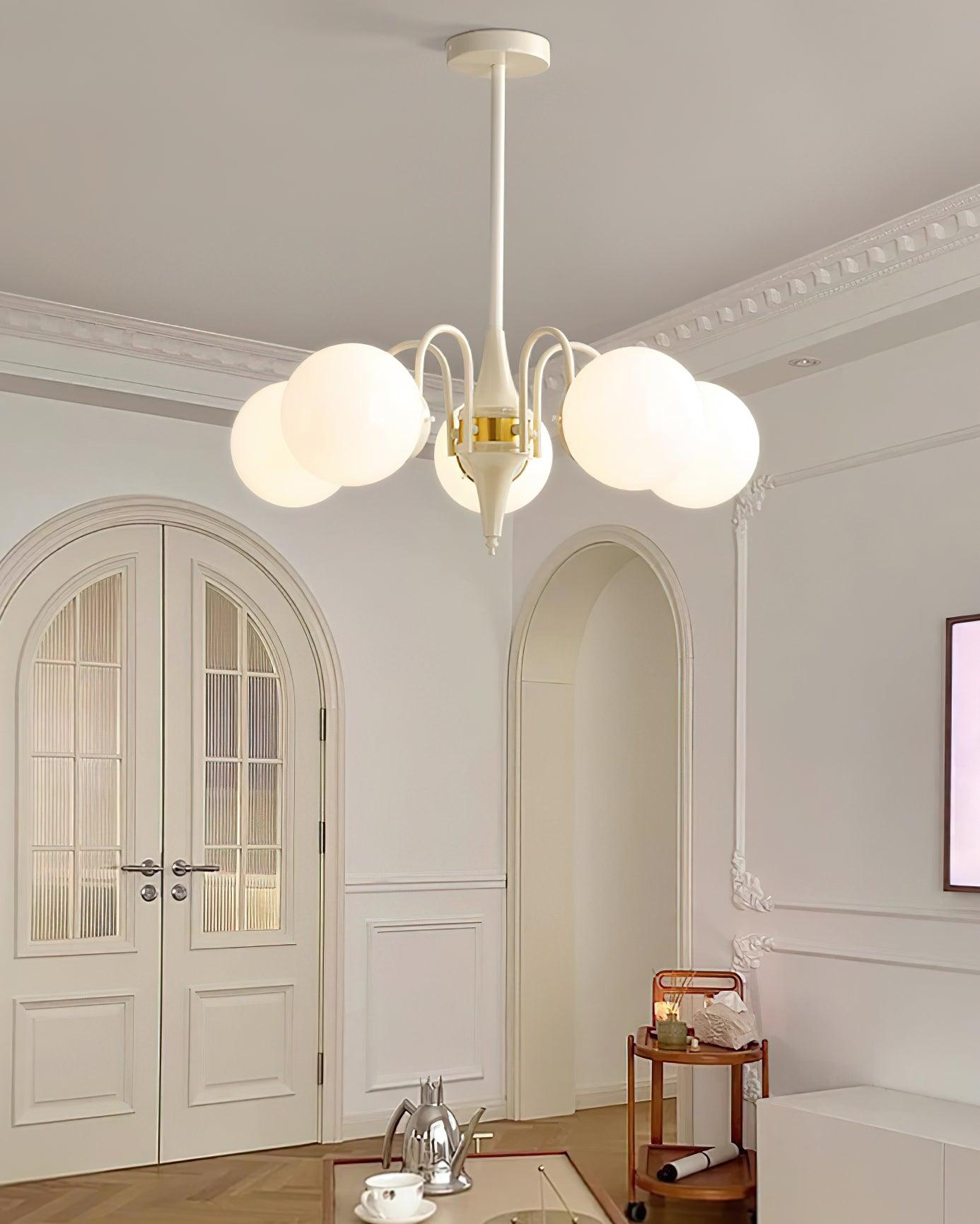 Lustra Chandelier Globe Cream Modern - Letslighting