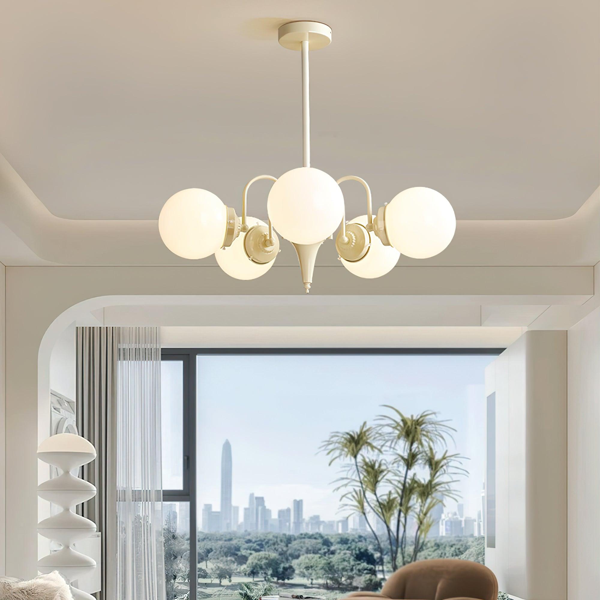 Lustra Chandelier Globe Cream Modern - Letslighting
