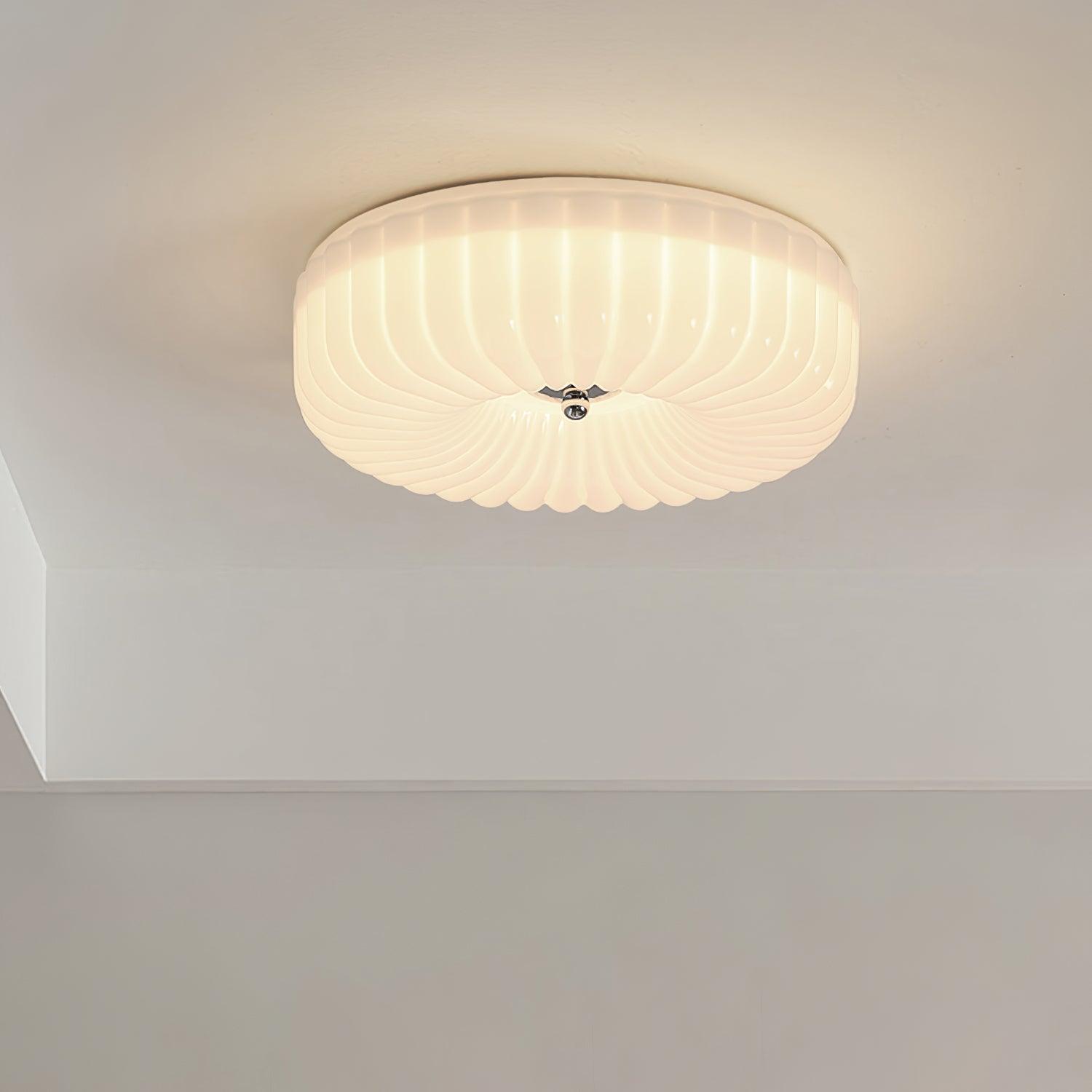 Mivone Cream Glass Flush Mount Ceiling Light - Letslighting