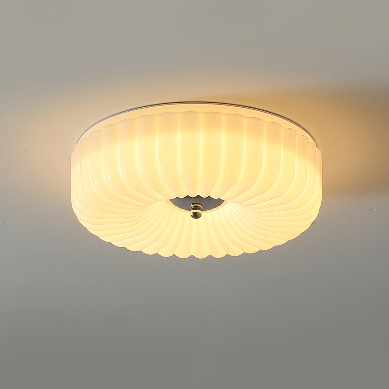 Mivone Cream Glass Flush Mount Ceiling Light - Letslighting