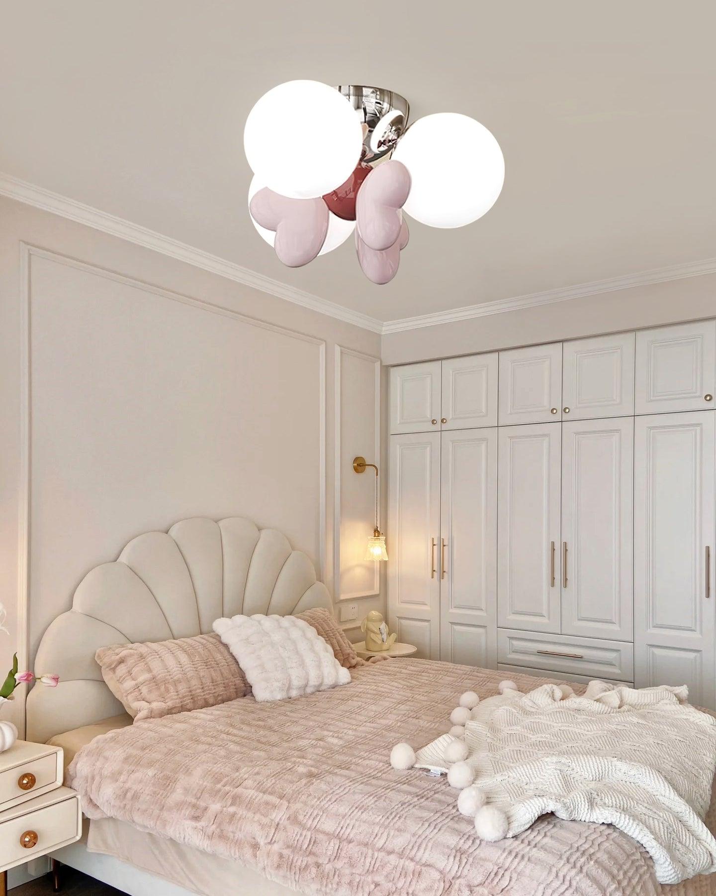 Nica Ceiling Lamp Cream Globe Cluster Modern Bedroom - Letslighting