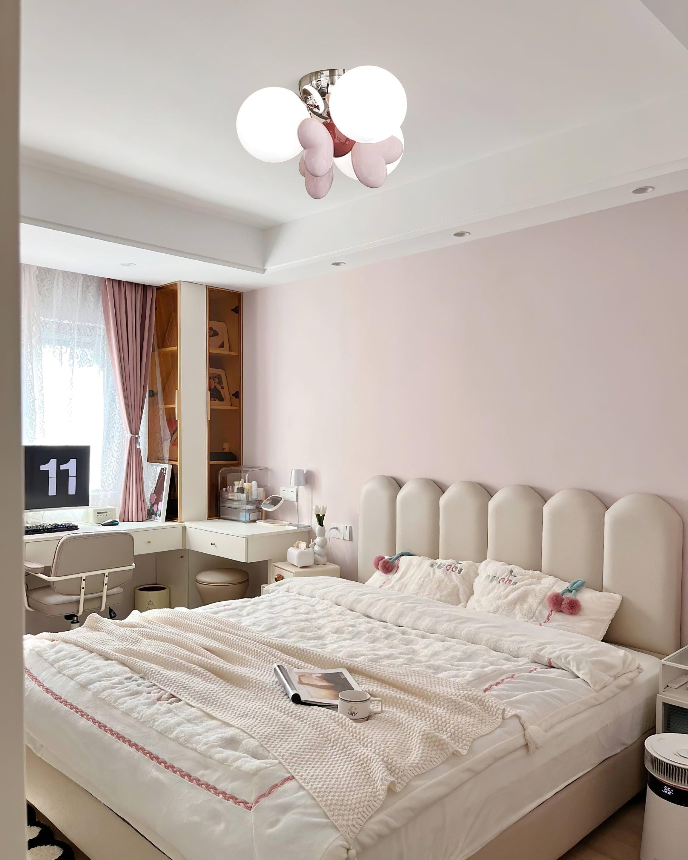 Nica Ceiling Lamp Cream Globe Cluster Modern Bedroom - Letslighting