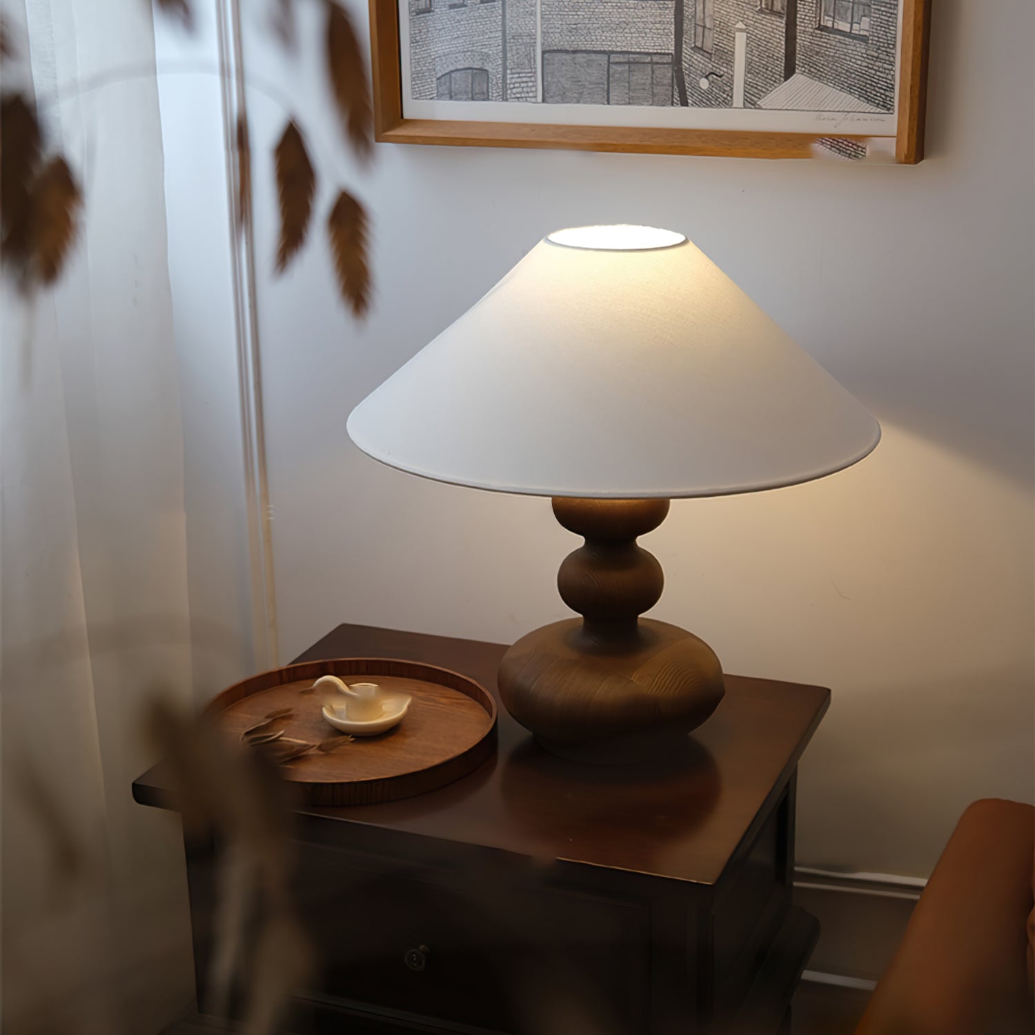 Aurain Wood Fabric Vintage Table Lamp - Letslighting