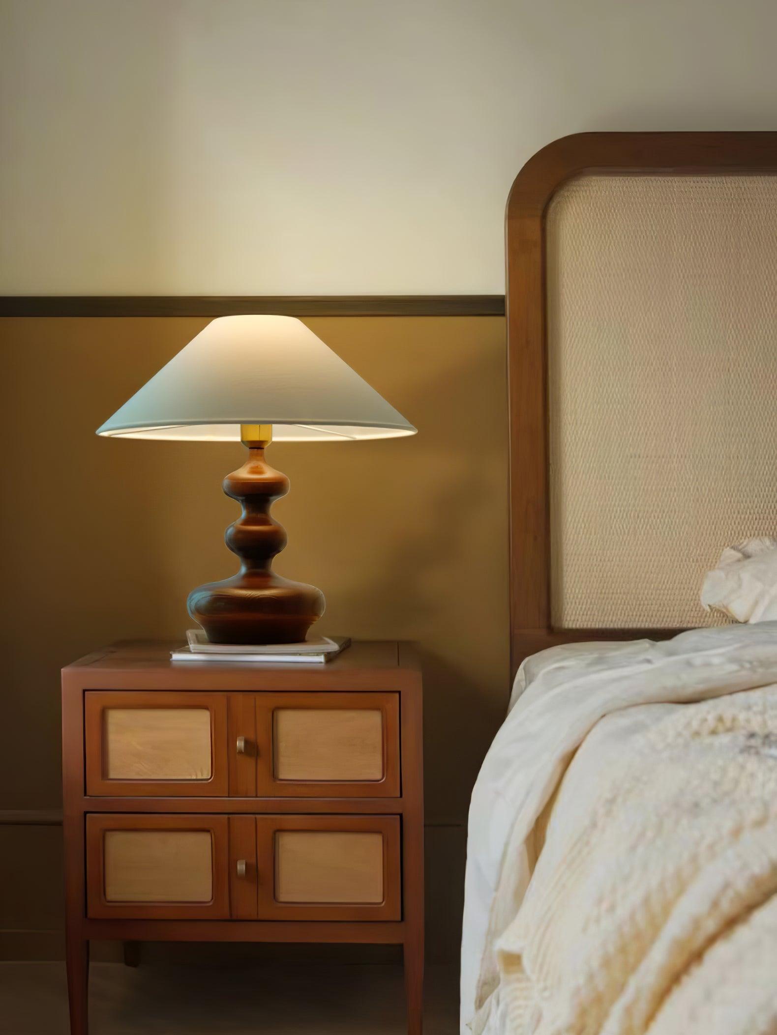 Aurain Wood Fabric Vintage Table Lamp - Letslighting