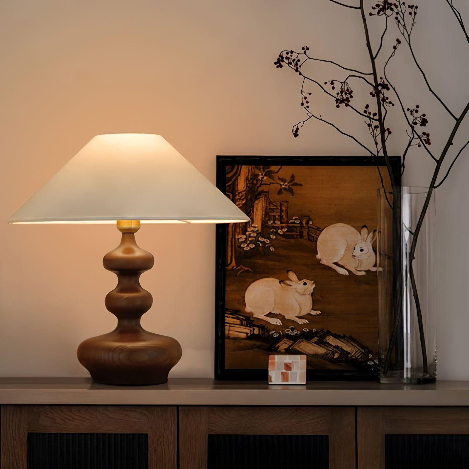 Aurain Wood Fabric Vintage Table Lamp - Letslighting