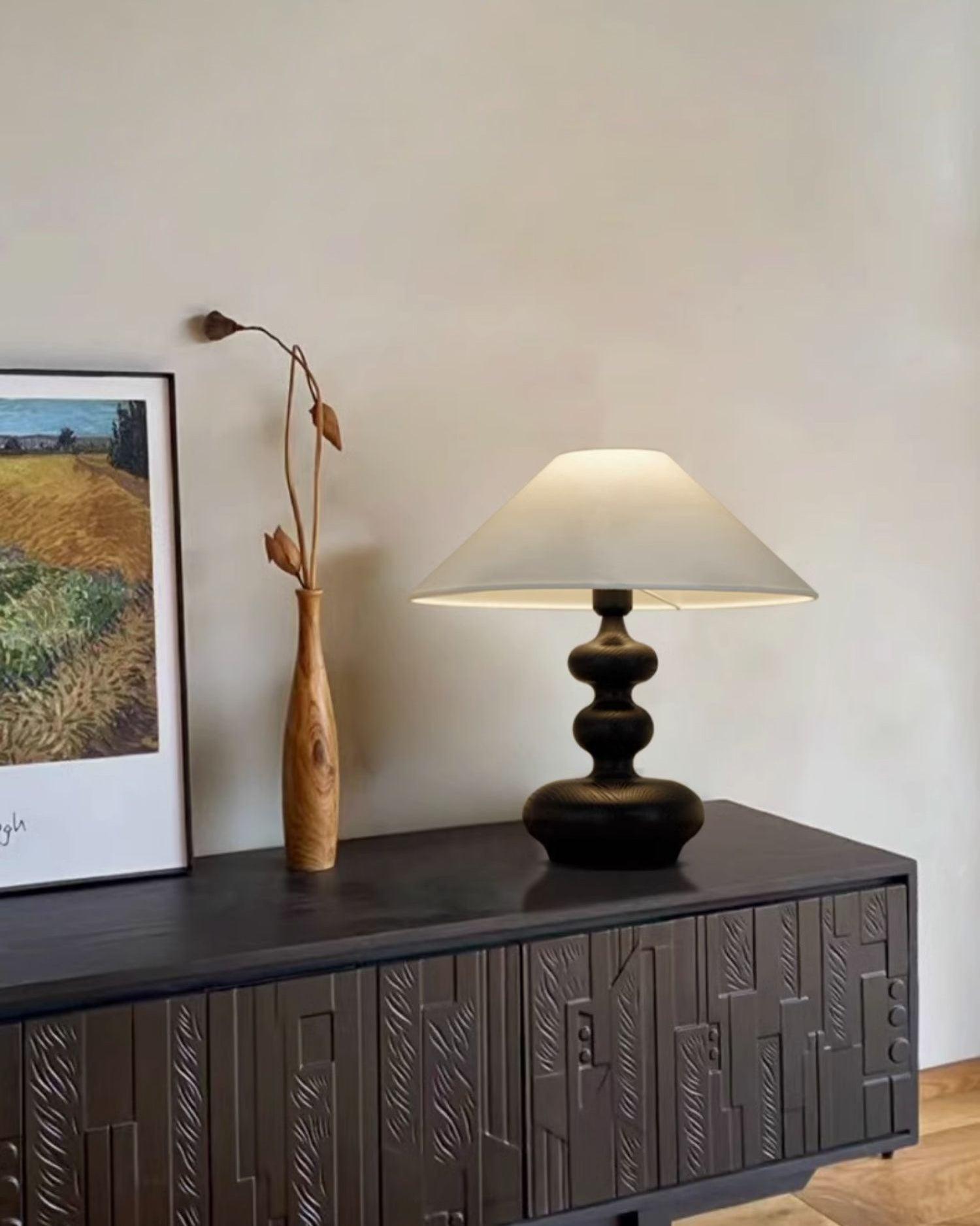 Aurain Wood Fabric Vintage Table Lamp - Letslighting