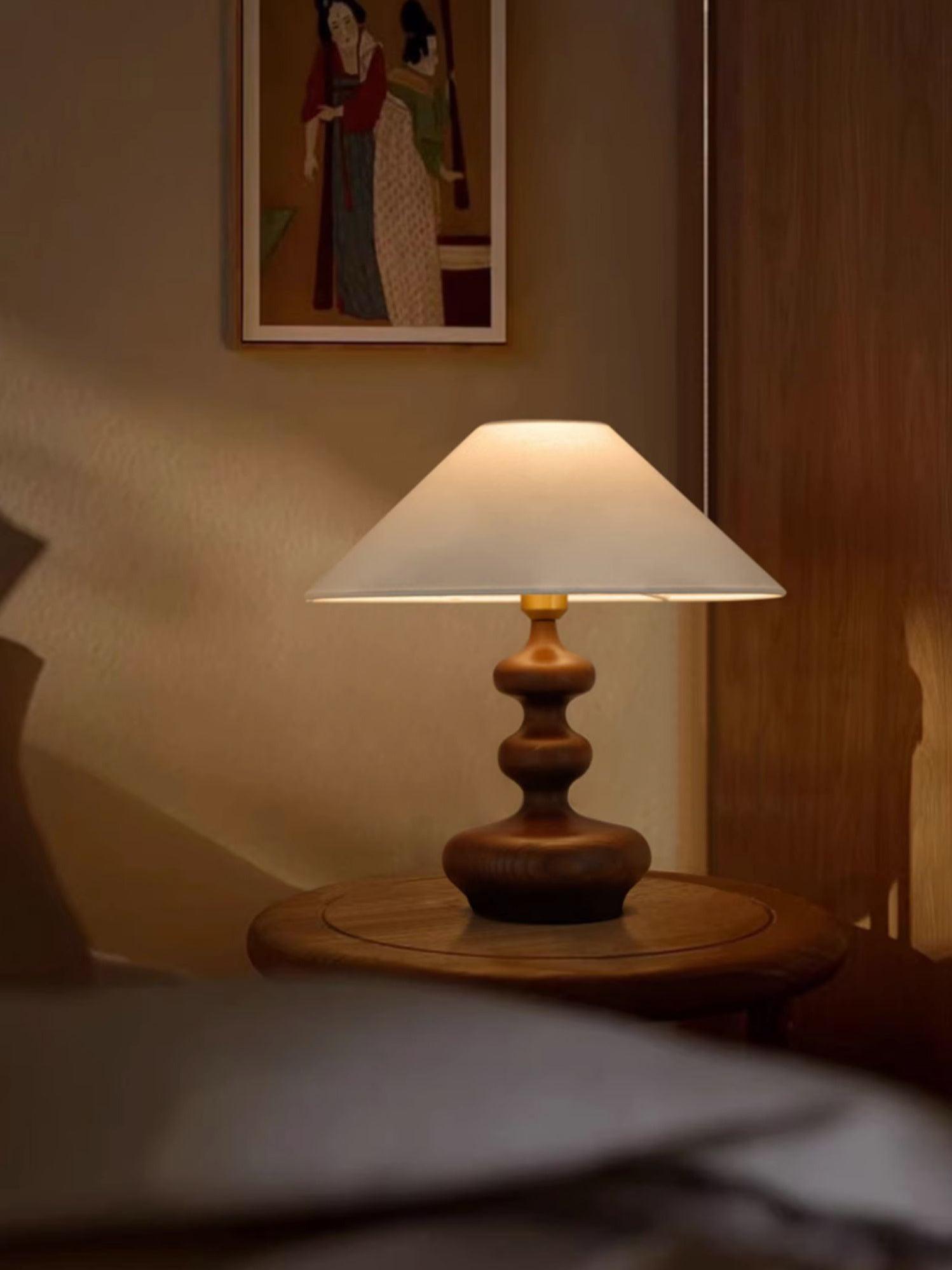 Aurain Wood Fabric Vintage Table Lamp - Letslighting