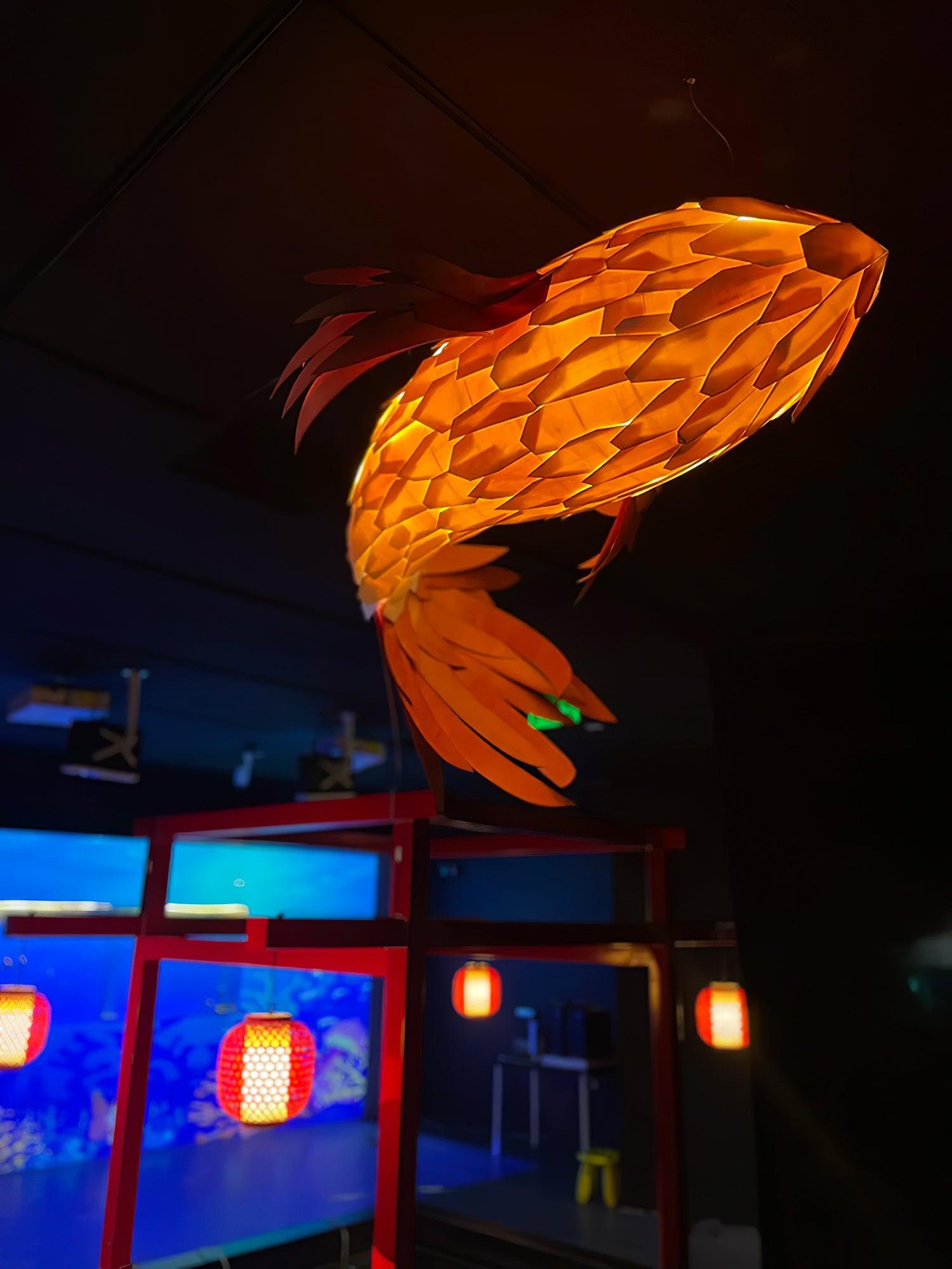 Vamararae Crimson Swirl Koi Pendant Light - Letslighting