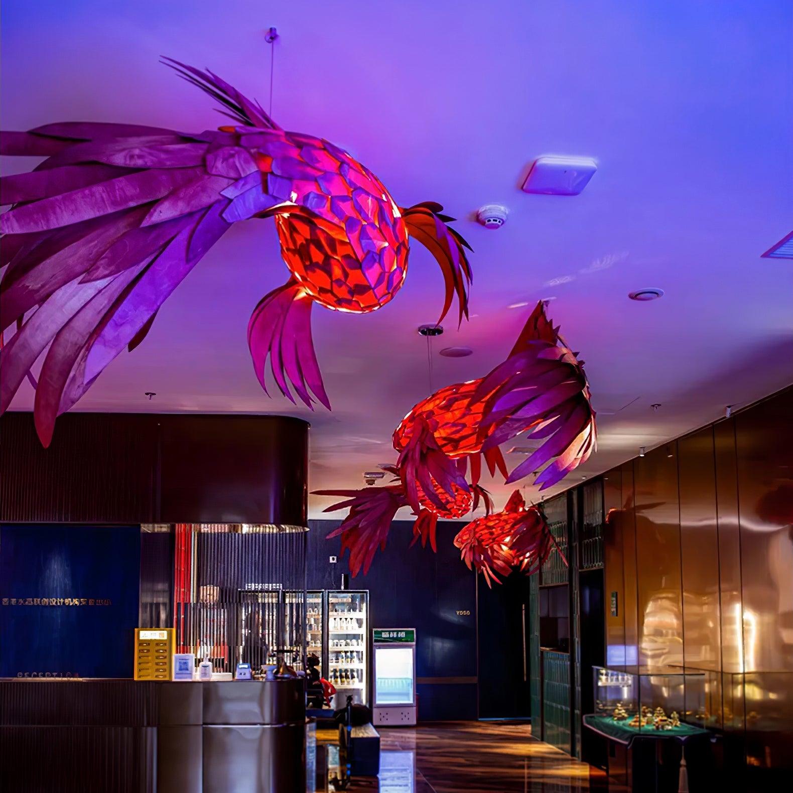 Vamararae Crimson Swirl Koi Pendant Light - Letslighting