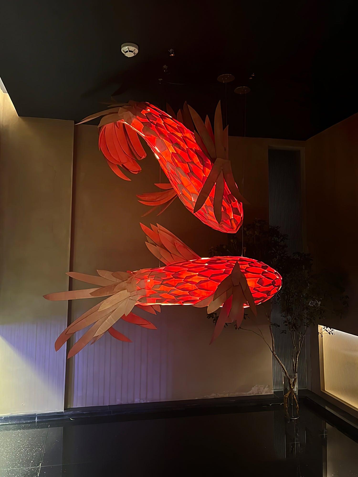 Vamararae Crimson Swirl Koi Pendant Light - Letslighting
