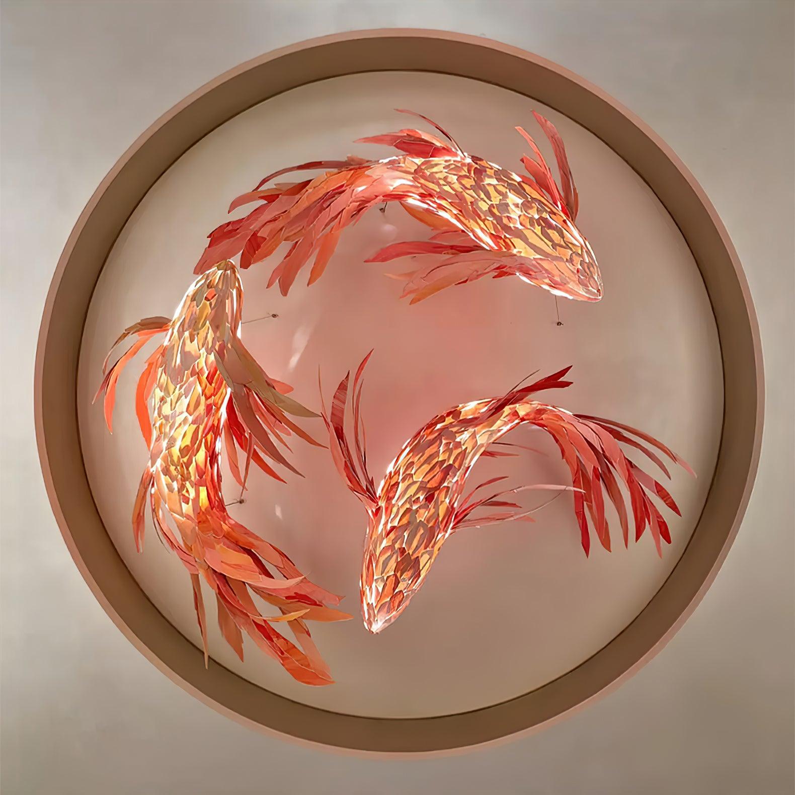 Vamararae Crimson Swirl Koi Pendant Light - Letslighting