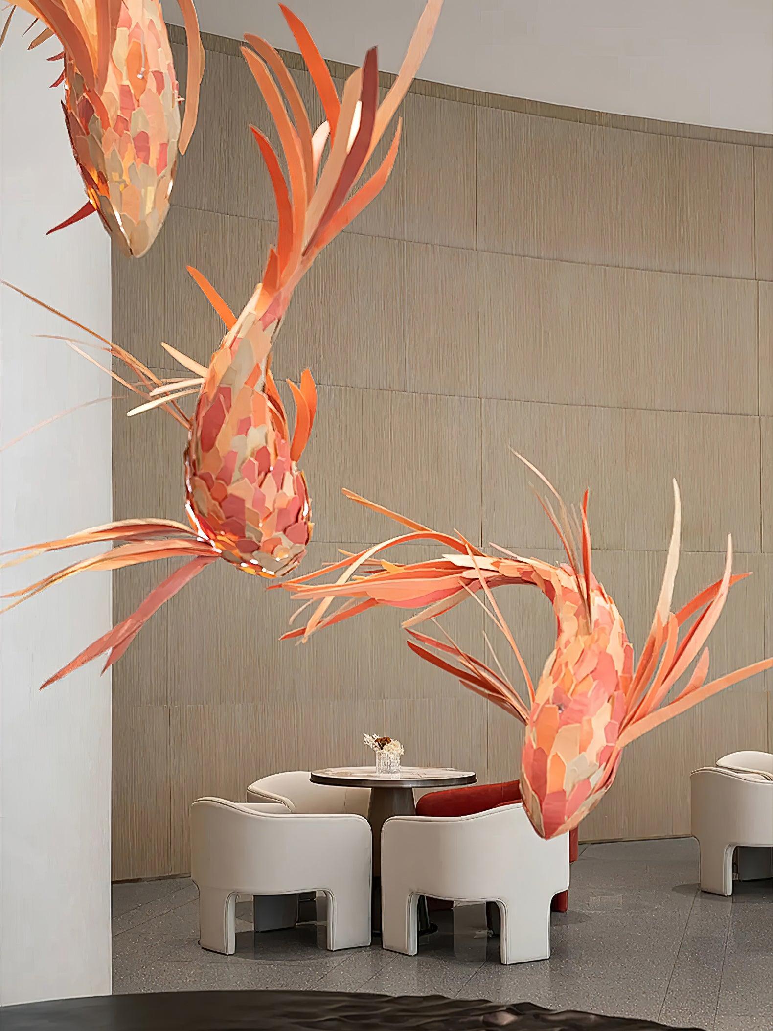 Vamararae Crimson Swirl Koi Pendant Light - Letslighting