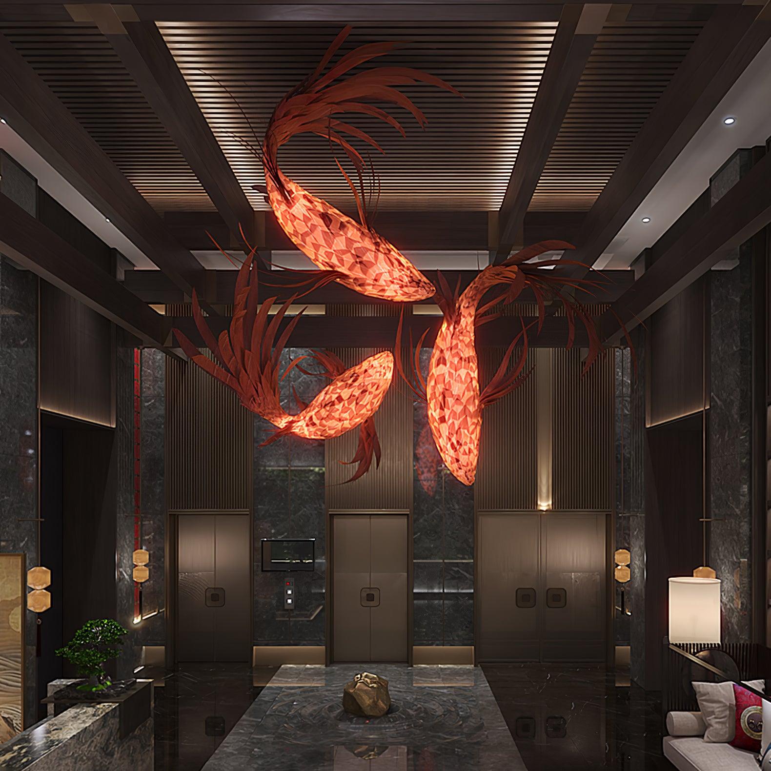Vamararae Crimson Swirl Koi Pendant Light - Letslighting